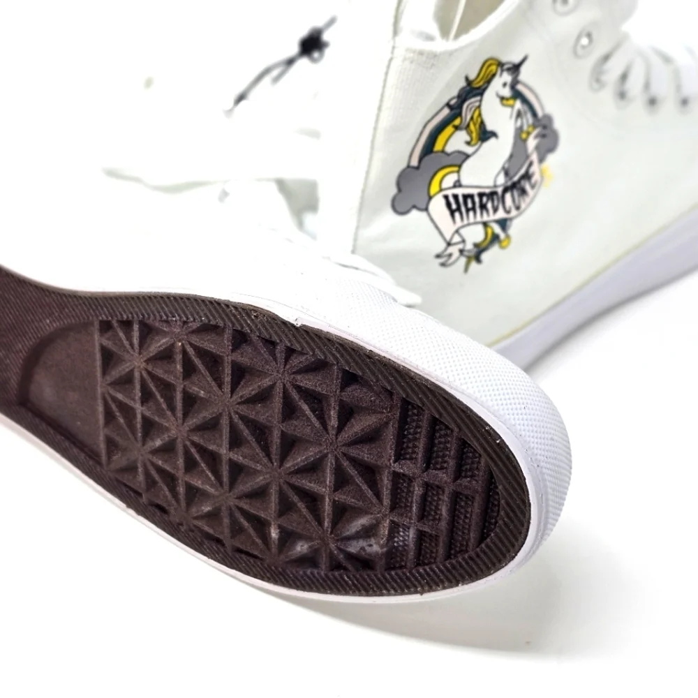 Hot Topic ✦ Canvas High-Top Sneakers ✦ Unicorn Graphic Lace-Up Pull Tab Sz 7 NWT